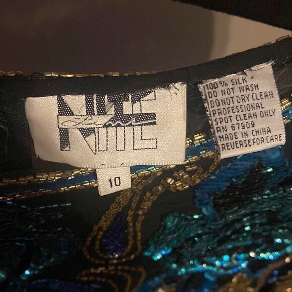 VINTAGE Silk Beaded Evening Top Blouse NiteLine Size 10 - Picture 8 of 10